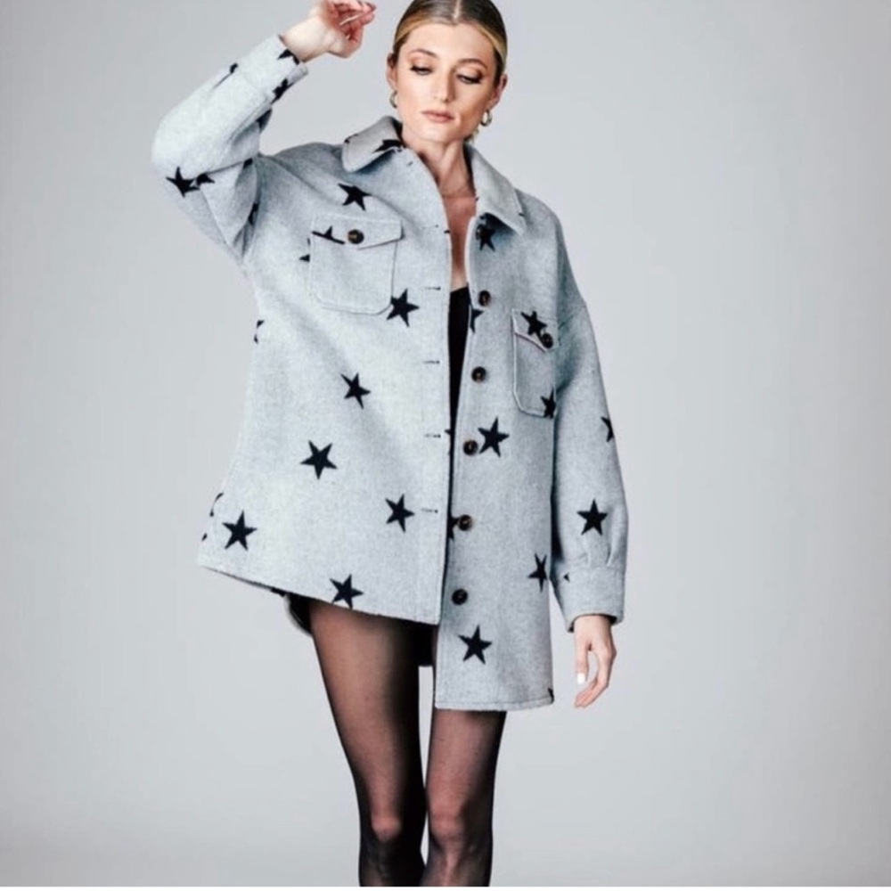 Avec Les Filles Gray Star Shacket size L